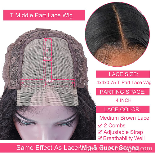 Brazilian water wave high definition lace wig with mesh anterior hair wig for black ladies 4x4 T seam lace closed wig wholesaler